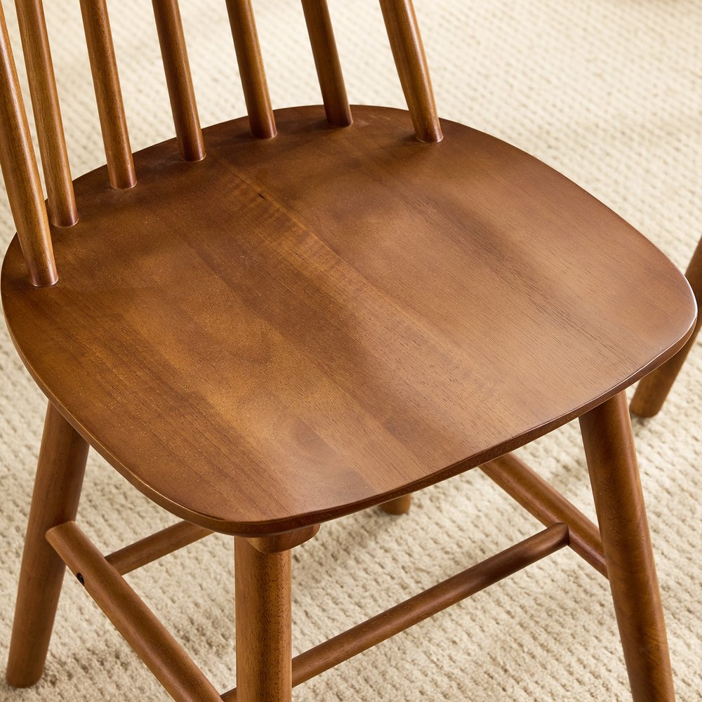 Set of Two Walnut Solid Wood Windsor Back Dining Side Chairs — view 3