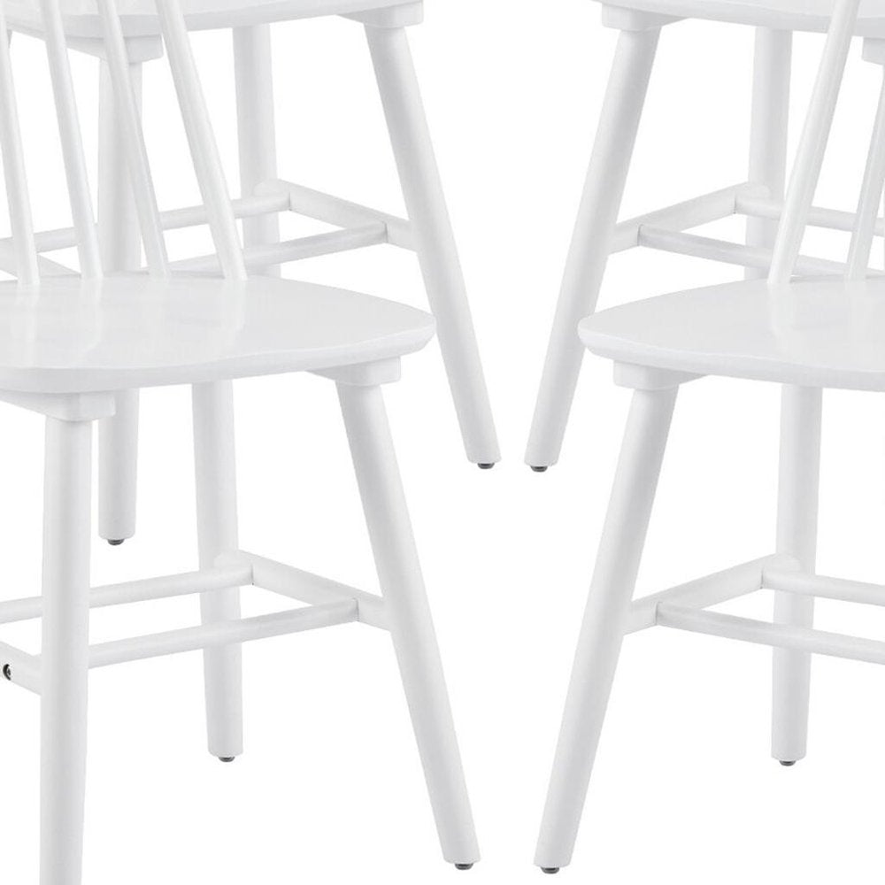 Set of Four White Solid Wood Windsor Back Dining Side Chairs — view 7