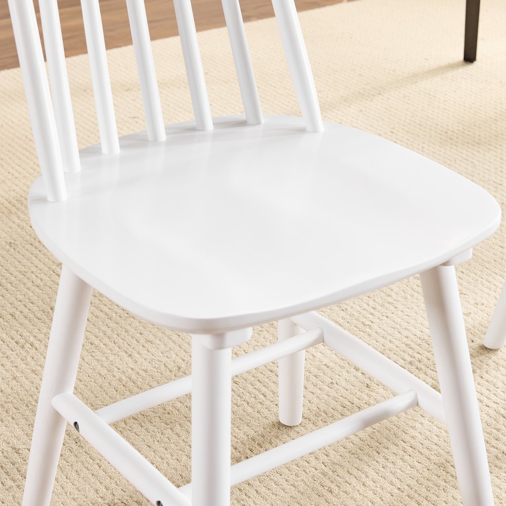 Set of Four White Solid Wood Windsor Back Dining Side Chairs — view 3