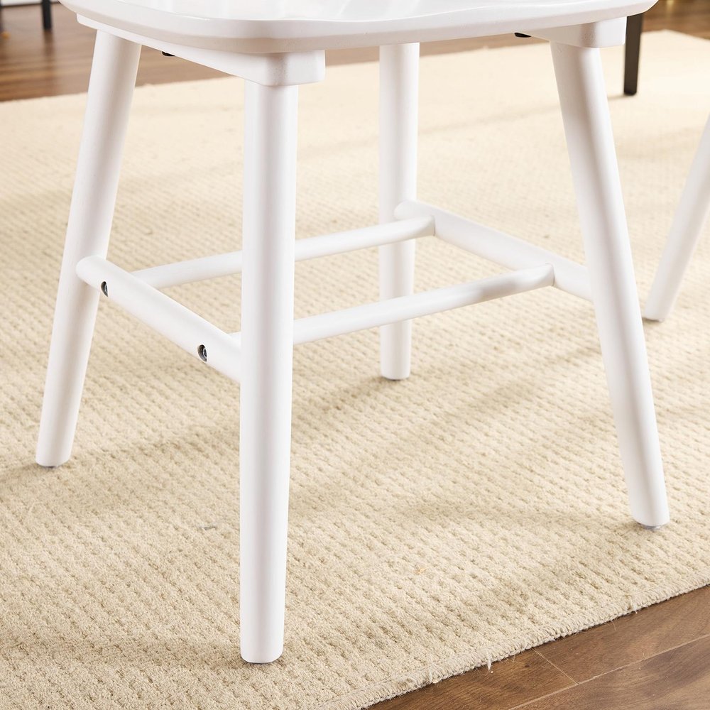 Set of Four White Solid Wood Windsor Back Dining Side Chairs — view 4