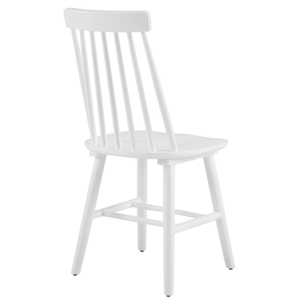 Set of Four White Solid Wood Windsor Back Dining Side Chairs