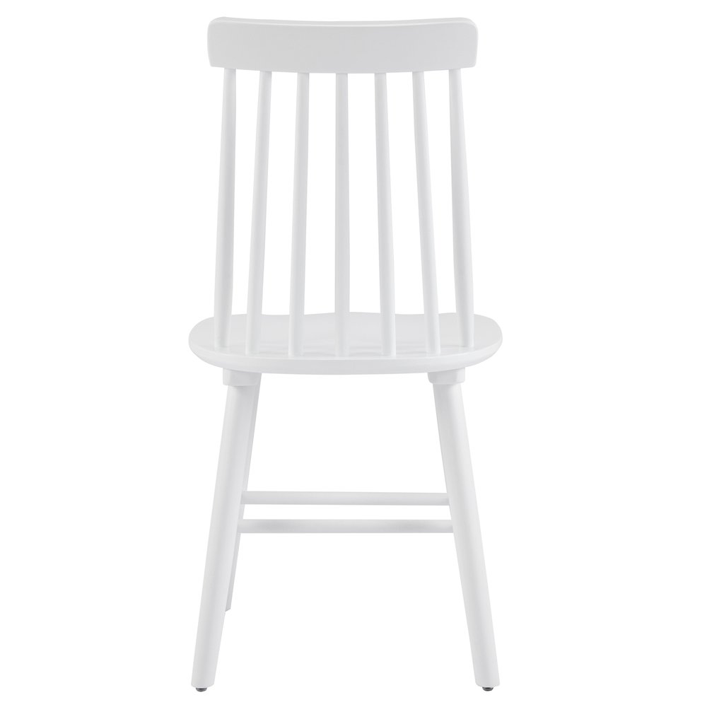 Set of Four White Solid Wood Windsor Back Dining Side Chairs — view 6