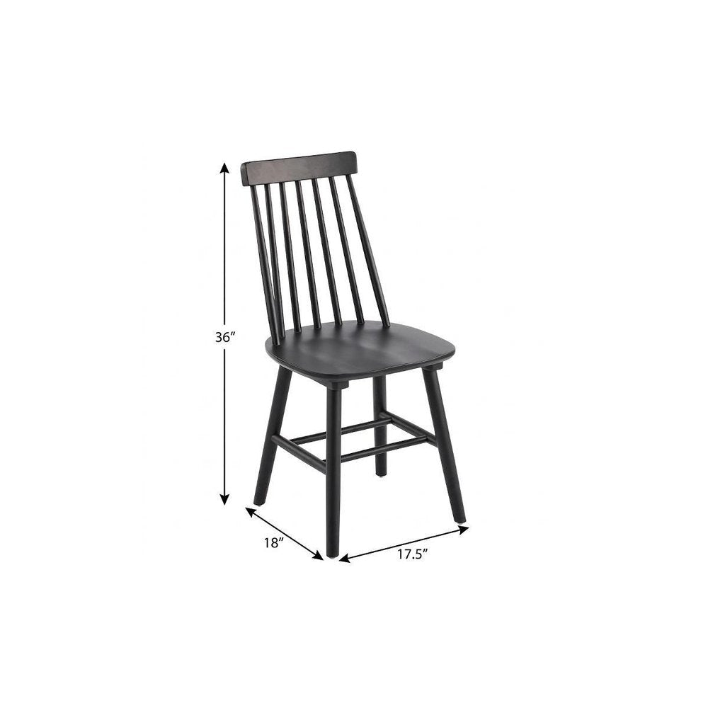 Set of Four Black Solid Wood Windsor Back Dining Side Chairs — view 8