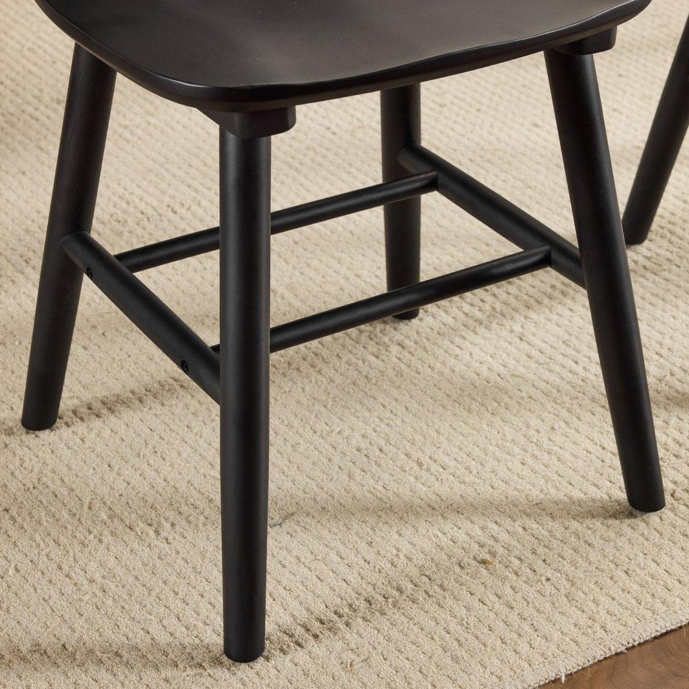 Set of Four Black Solid Wood Windsor Back Dining Side Chairs — view 2