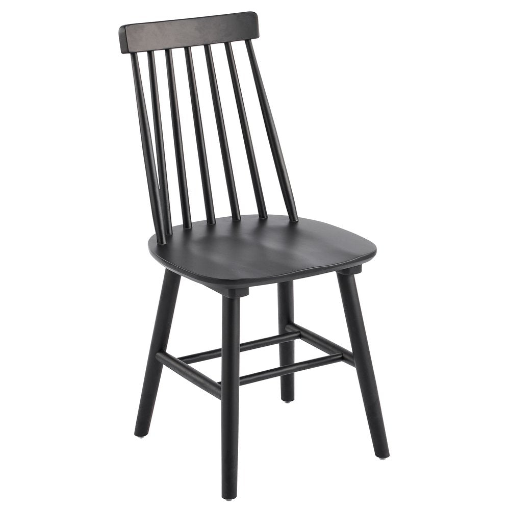 Set of Four Black Solid Wood Windsor Back Dining Side Chairs — view 3