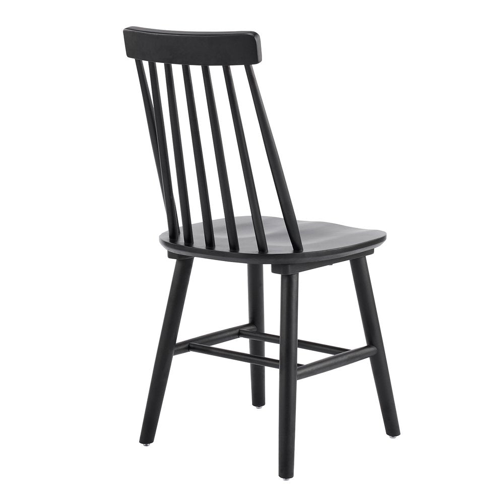 Set of Four Black Solid Wood Windsor Back Dining Side Chairs — view 4