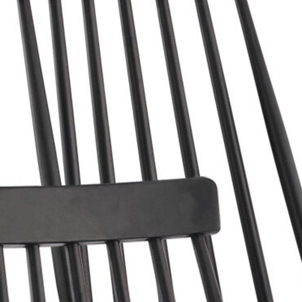 Set of Four Black Solid Wood Windsor Back Dining Side Chairs — view 5