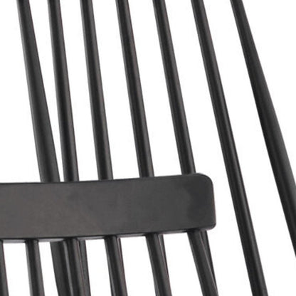 Set of Four Black Solid Wood Windsor Back Dining Side Chairs