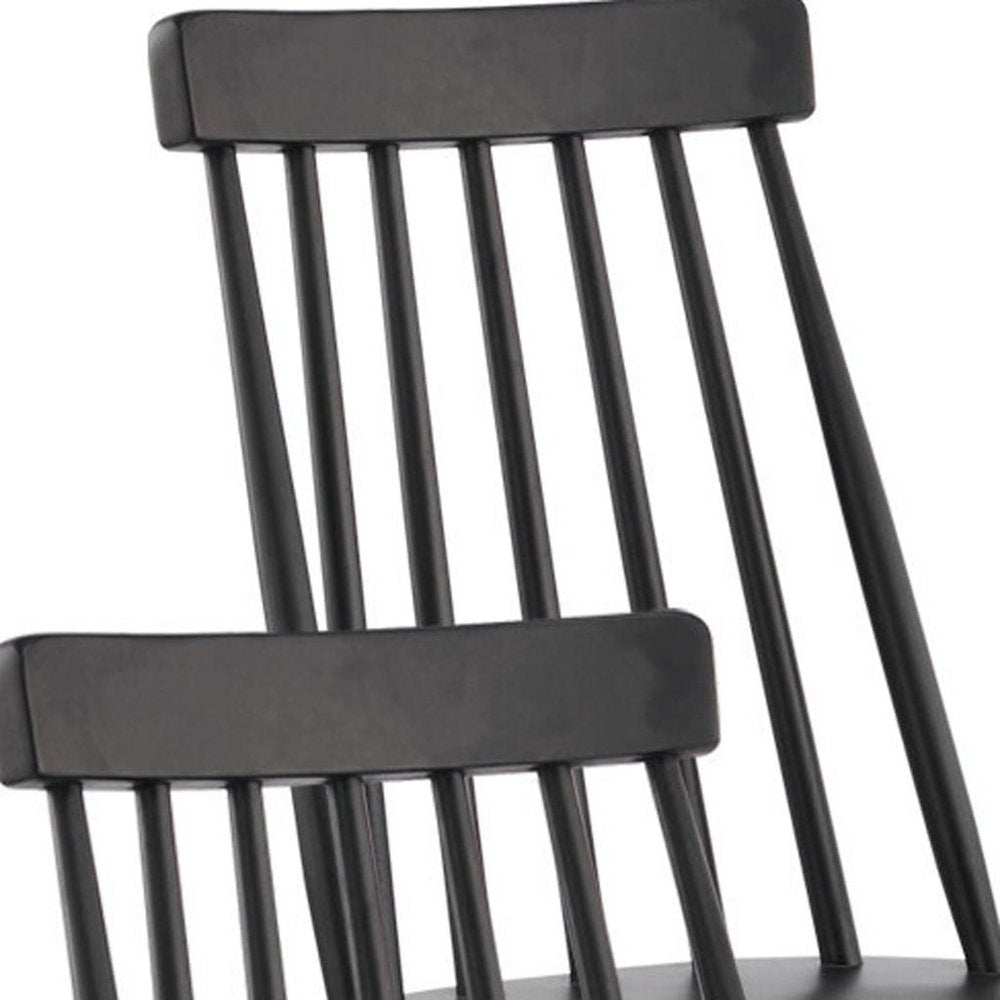 Set of Four Black Solid Wood Windsor Back Dining Side Chairs — view 6