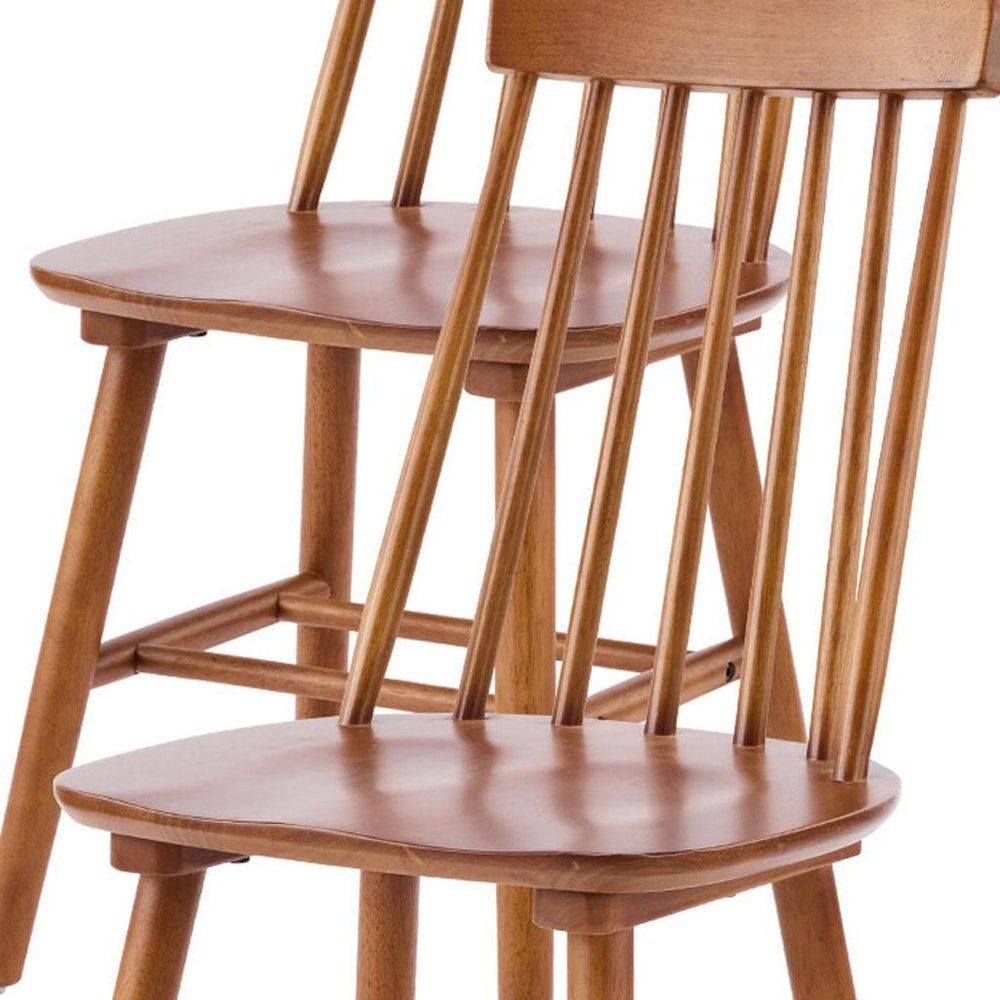 Set of Four Walnut Solid Wood Windsor Back Dining Side Chairs — view 7