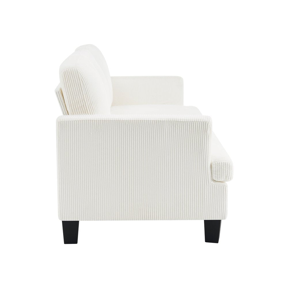 84" White Corduroy Sofa — view 2