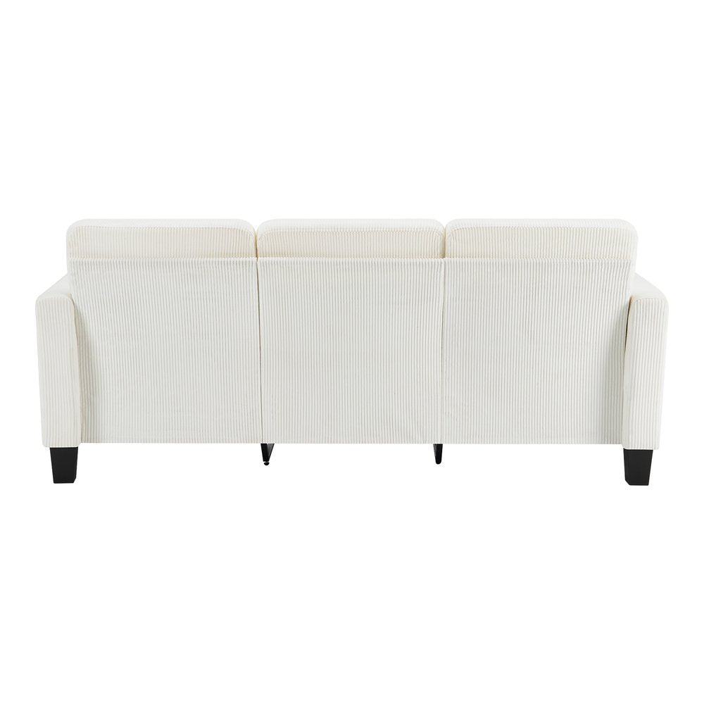84" White Corduroy Sofa — view 3