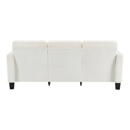 84" White Corduroy Sofa