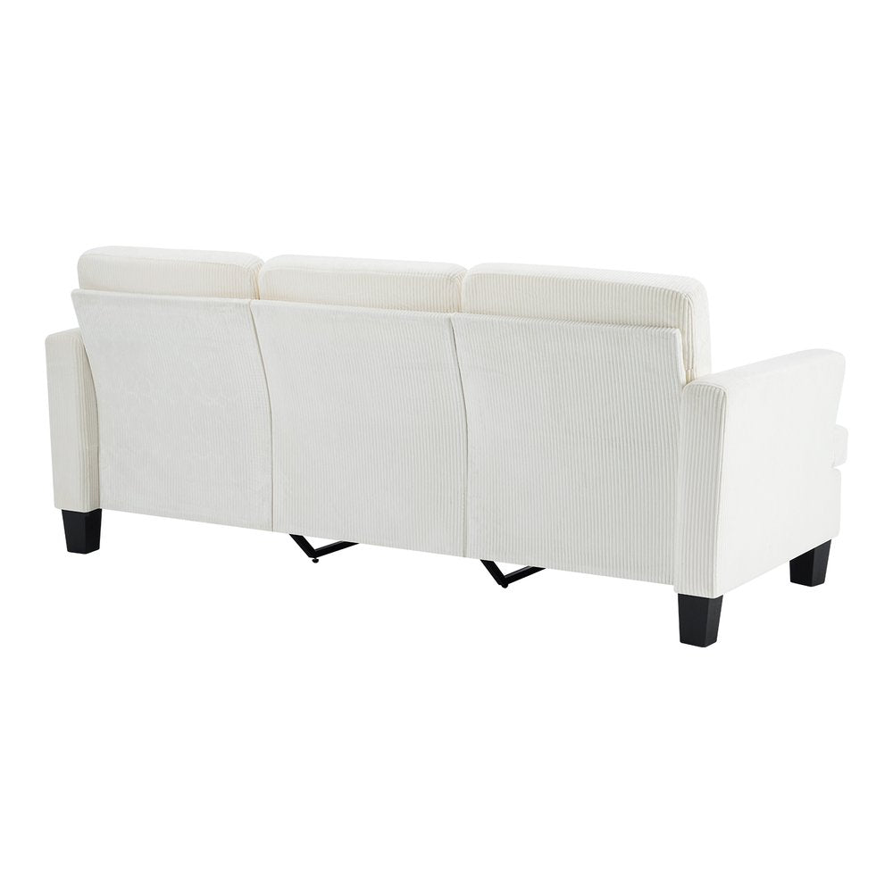 84" White Corduroy Sofa — view 4