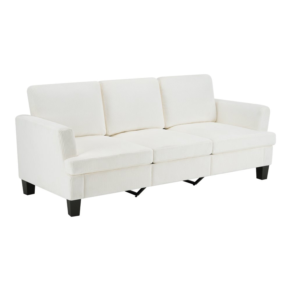 84" White Corduroy Sofa — view 6