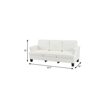 84" White Corduroy Sofa