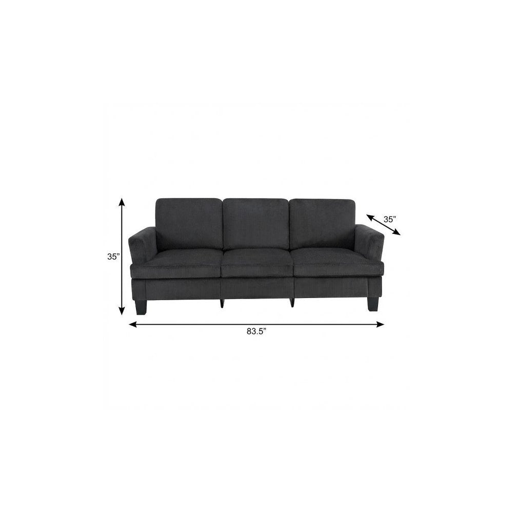 84" Dark Gray Corduroy Sofa — view 10