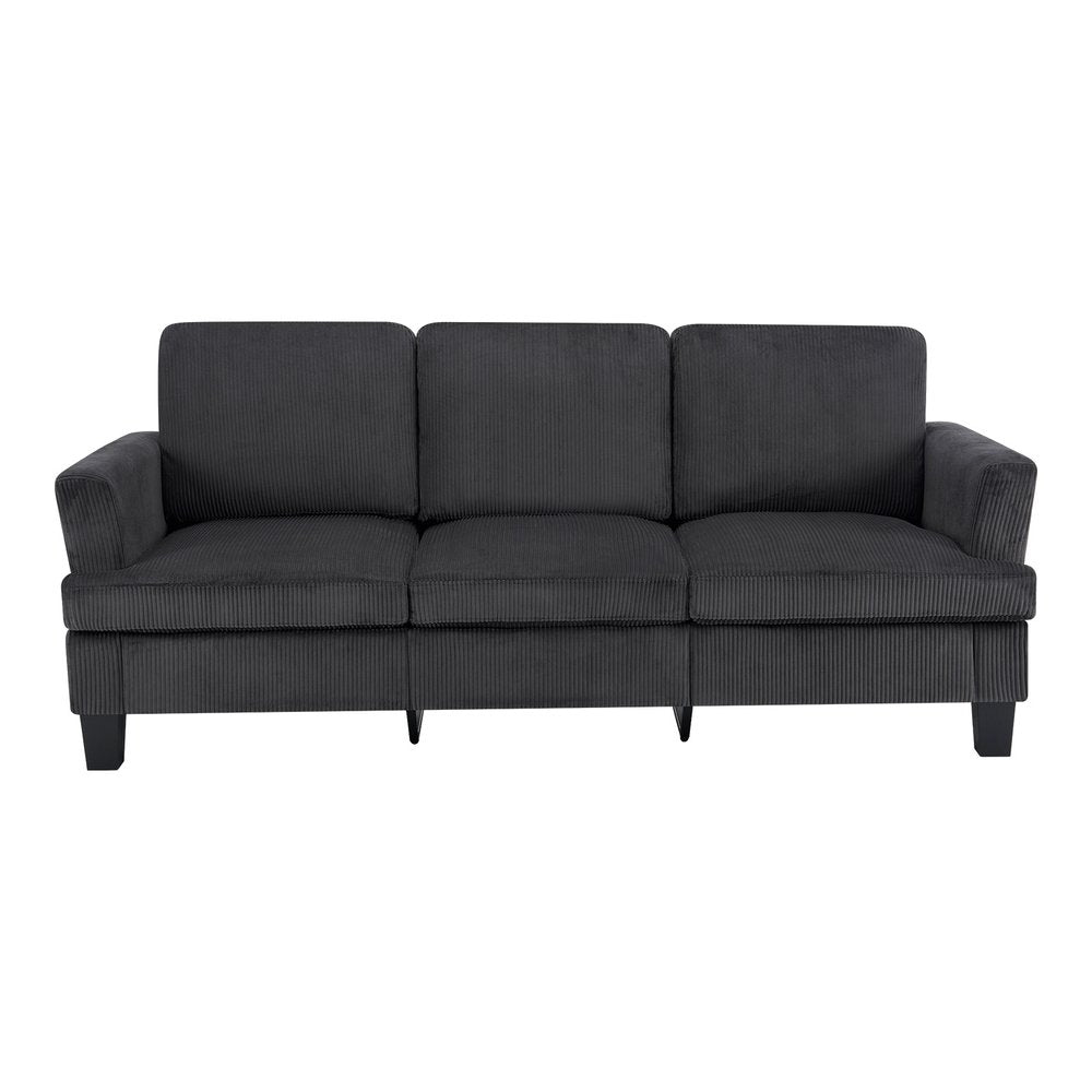 84" Dark Gray Corduroy Sofa — view 1