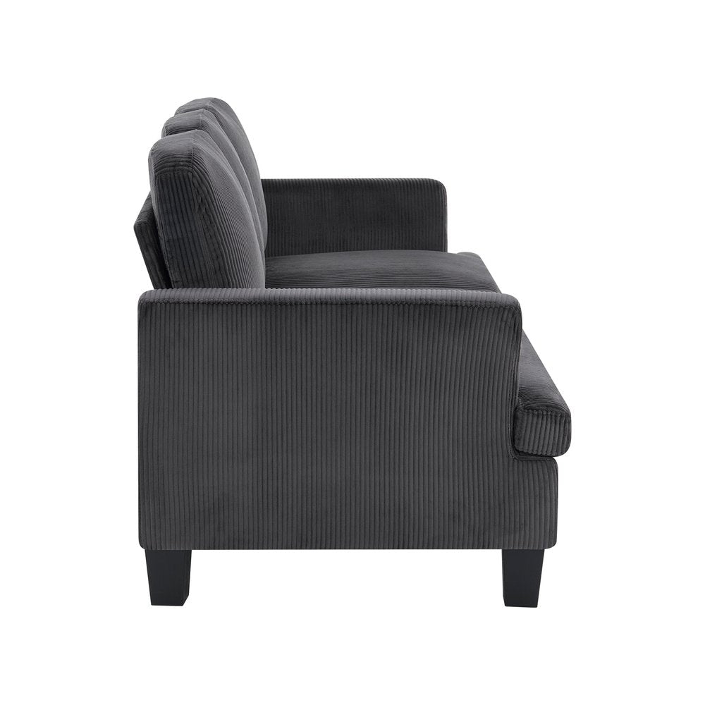 84" Dark Gray Corduroy Sofa — view 2