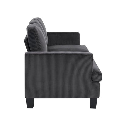 84" Dark Gray Corduroy Sofa