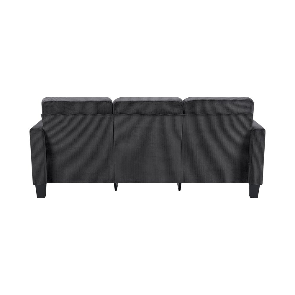 84" Dark Gray Corduroy Sofa — view 3