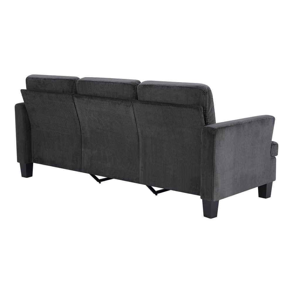 84" Dark Gray Corduroy Sofa — view 4