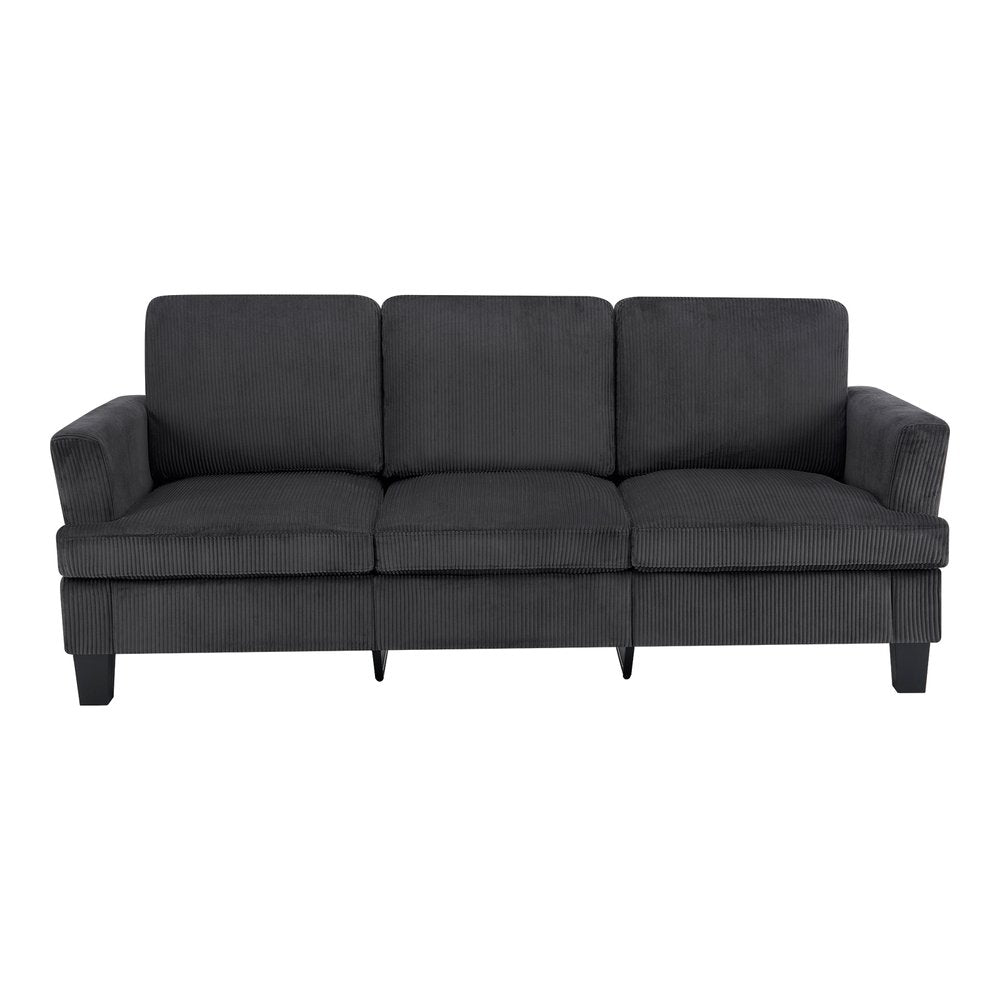 84" Dark Gray Corduroy Sofa — view 5