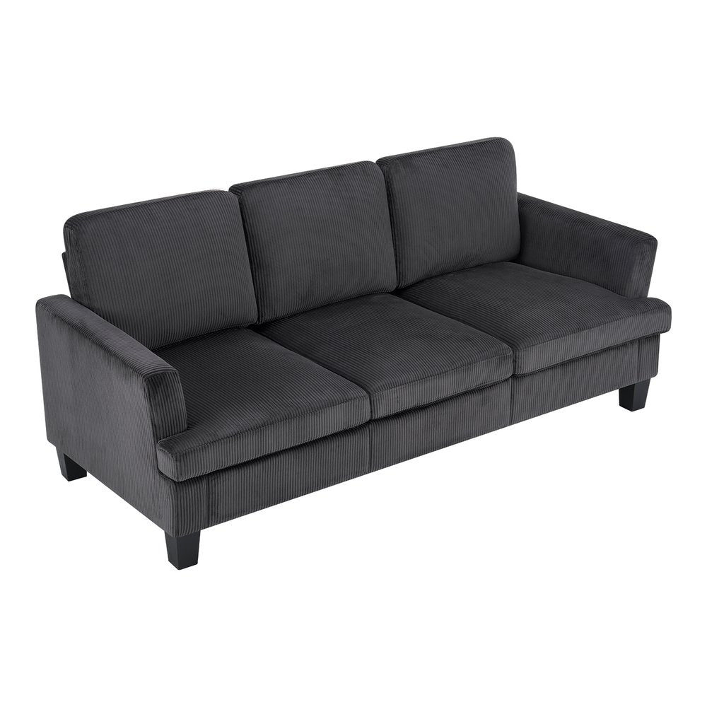 84" Dark Gray Corduroy Sofa — view 6