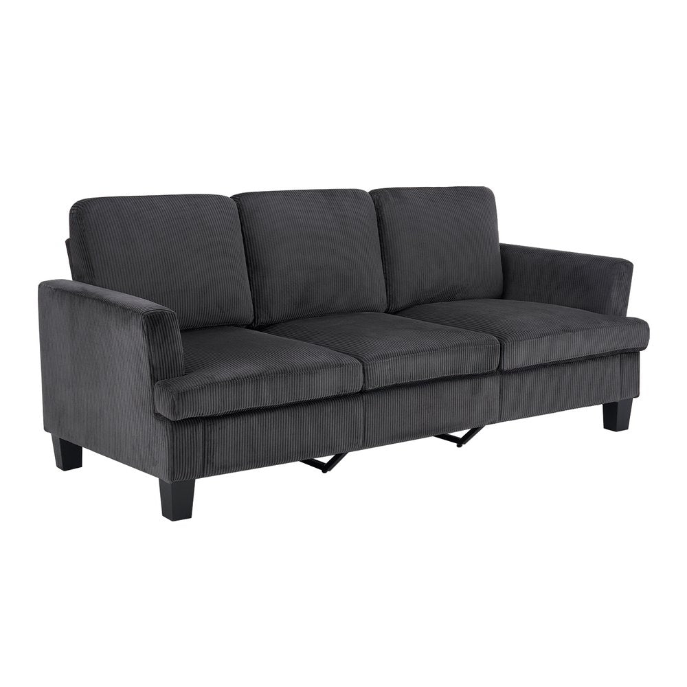 84" Dark Gray Corduroy Sofa — view 7
