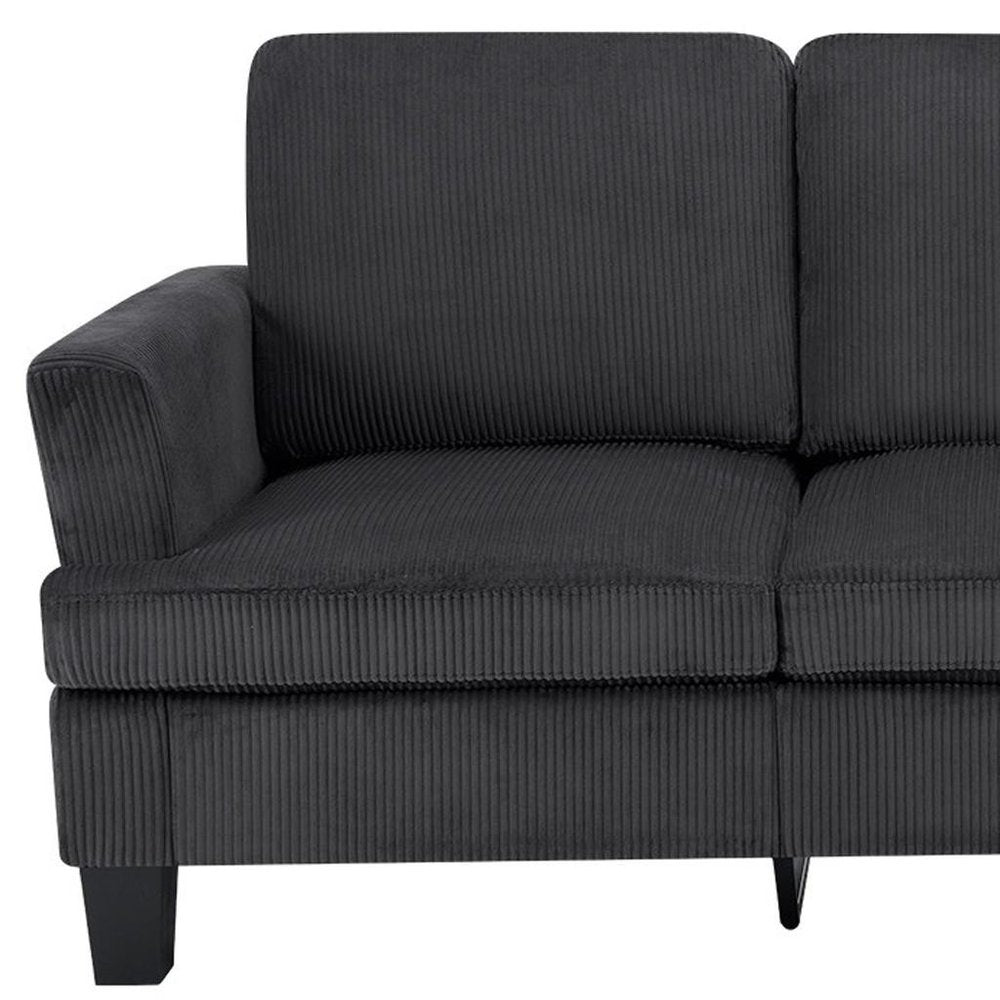 84" Dark Gray Corduroy Sofa — view 9