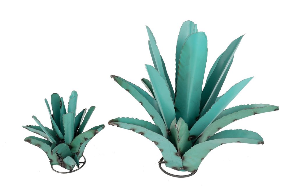 20" Turquoise Metal Succulent Garden Hanging Wall or Door Decor HomeRoots