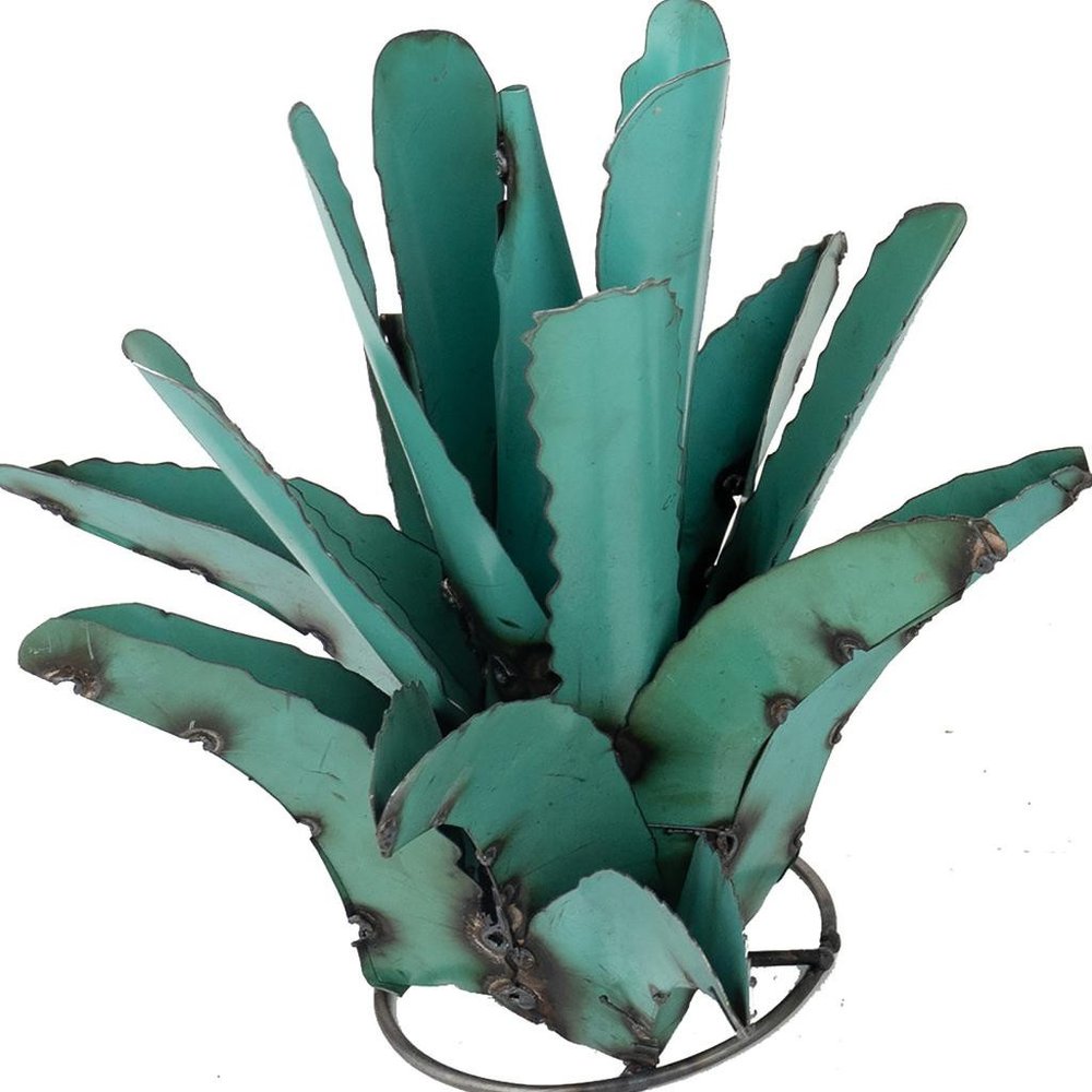 20" Turquoise Metal Succulent Garden Hanging Wall or Door Decor HomeRoots