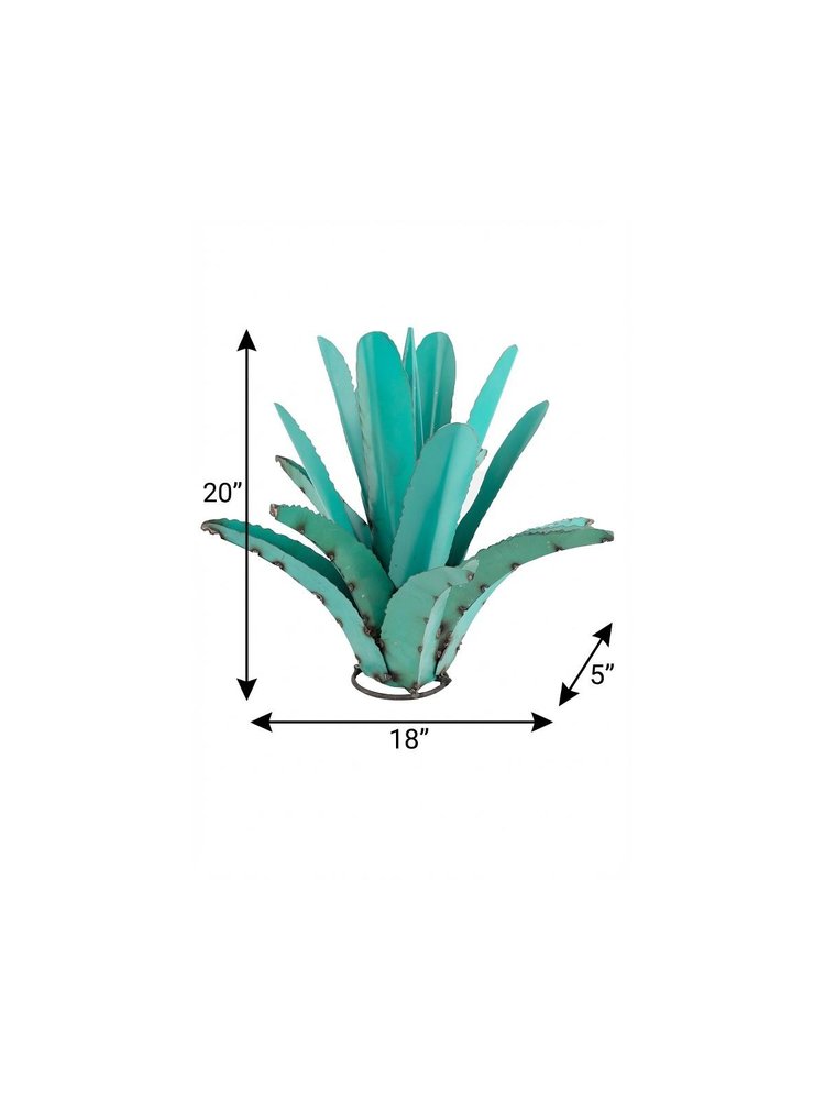 20" Turquoise Metal Succulent Garden Hanging Wall or Door Decor HomeRoots