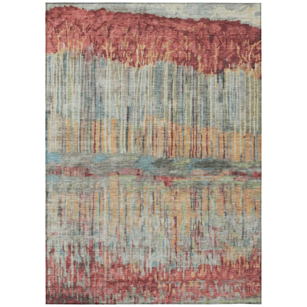3' X 5' Coral And Sage Abstract Washable Indoor Outdoor Area Rug HomeRoots