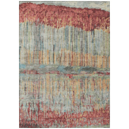 3' X 5' Coral And Sage Abstract Washable Indoor Outdoor Area Rug HomeRoots