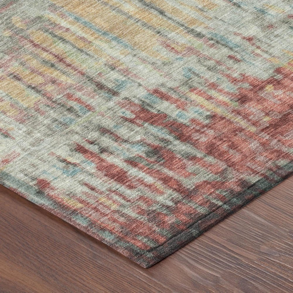 3' X 5' Coral And Sage Abstract Washable Indoor Outdoor Area Rug HomeRoots