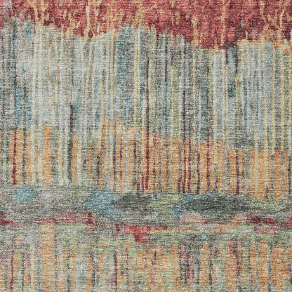 3' X 5' Coral And Sage Abstract Washable Indoor Outdoor Area Rug HomeRoots