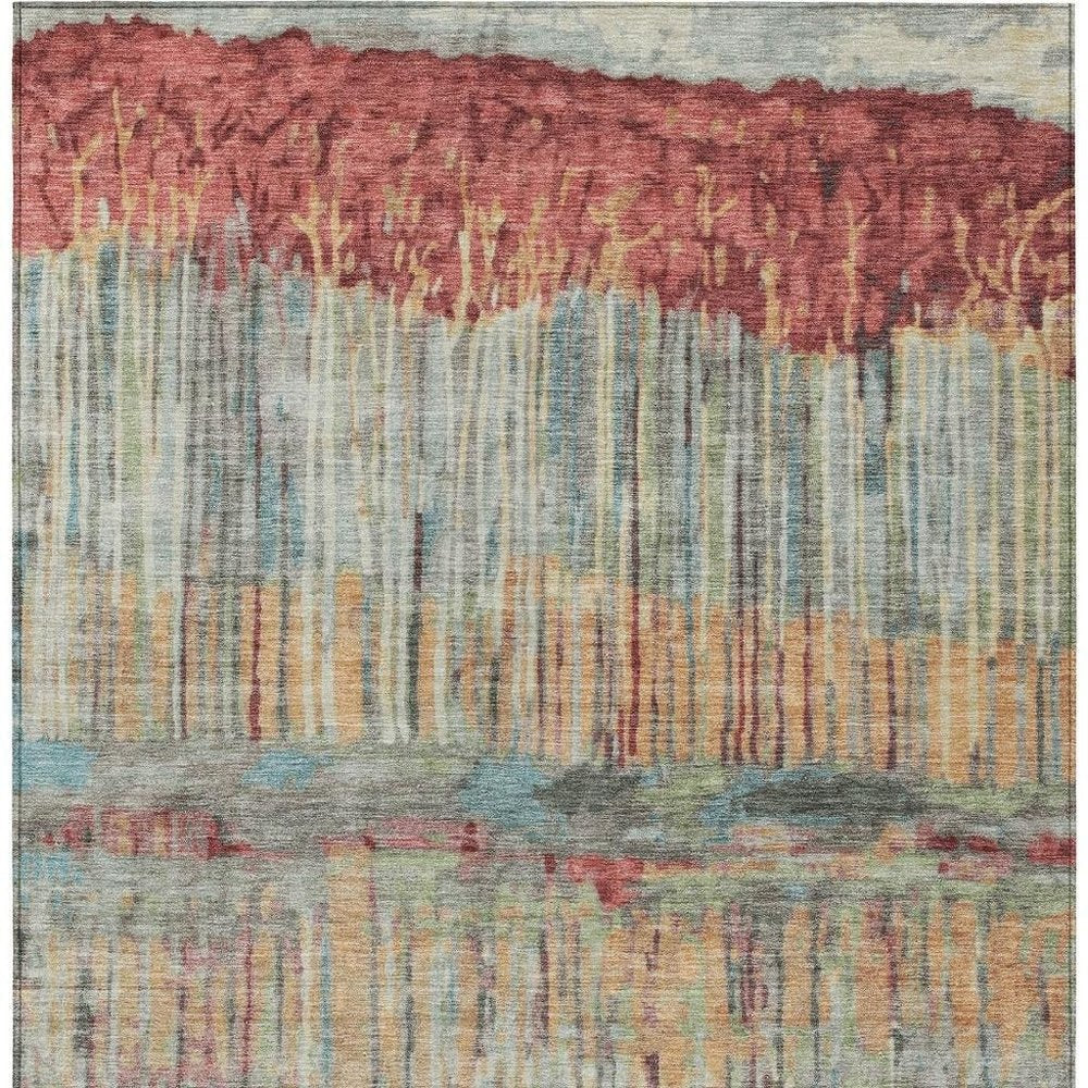 3' X 5' Coral And Sage Abstract Washable Indoor Outdoor Area Rug HomeRoots