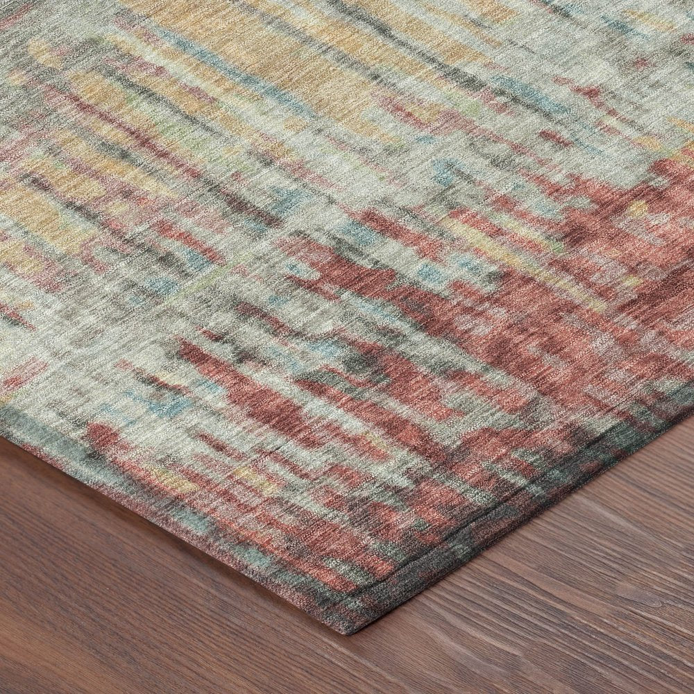 8' X 10' Coral And Sage Abstract Washable Indoor Outdoor Area Rug HomeRoots
