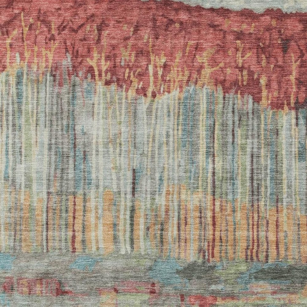 8' X 10' Coral And Sage Abstract Washable Indoor Outdoor Area Rug HomeRoots