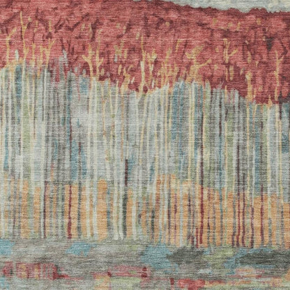8' X 10' Coral And Sage Abstract Washable Indoor Outdoor Area Rug HomeRoots