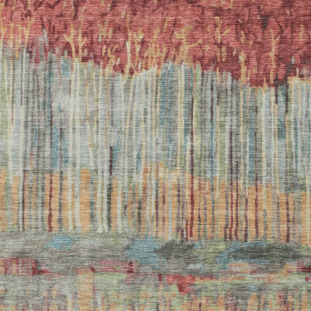 9' X 12' Coral And Sage Abstract Washable Indoor Outdoor Area Rug HomeRoots