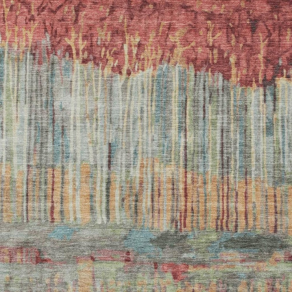 10' X 14' Coral And Sage Abstract Washable Indoor Outdoor Area Rug HomeRoots