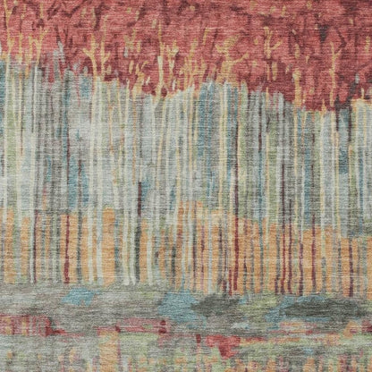 10' X 14' Coral And Sage Abstract Washable Indoor Outdoor Area Rug HomeRoots