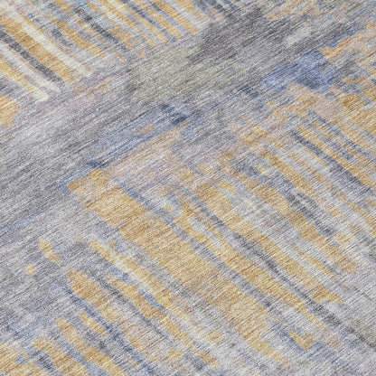3' X 5' Denim Blue And Blue Abstract Washable Indoor Outdoor Area Rug HomeRoots