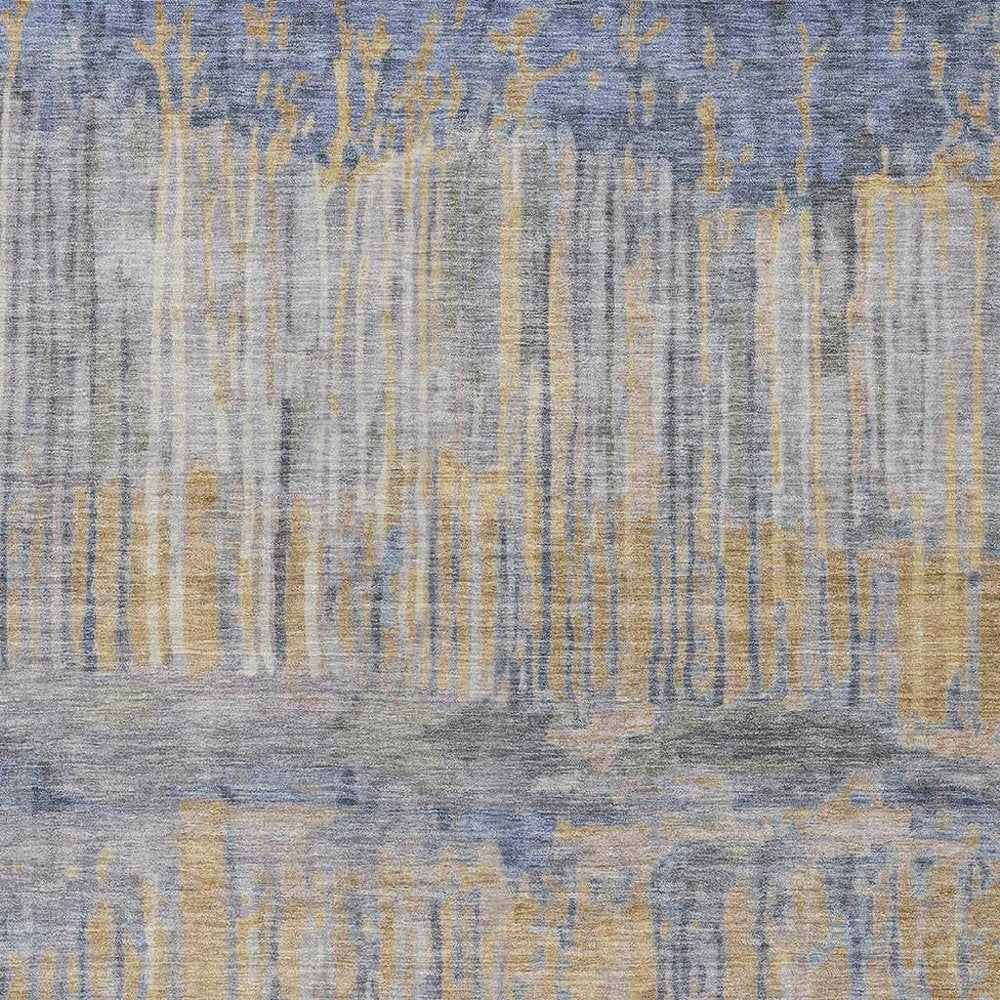 8' X 10' Denim Blue And Blue Abstract Washable Indoor Outdoor Area Rug HomeRoots