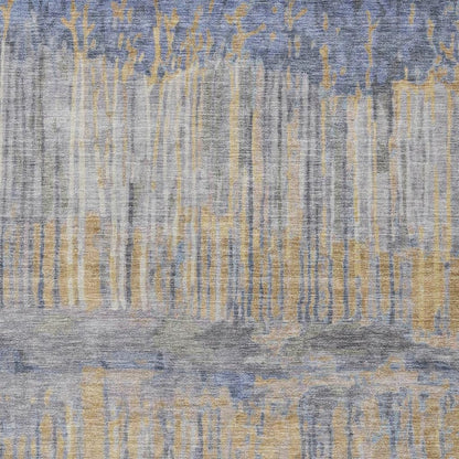 8' X 10' Denim Blue And Blue Abstract Washable Indoor Outdoor Area Rug HomeRoots