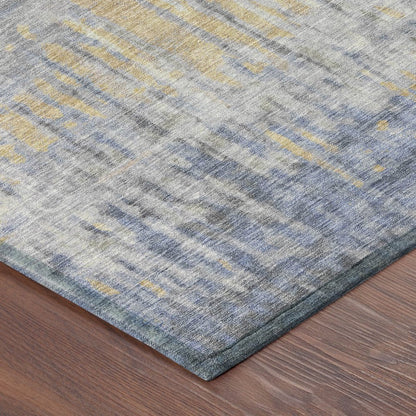 9' X 12' Denim Blue And Blue Abstract Washable Indoor Outdoor Area Rug HomeRoots