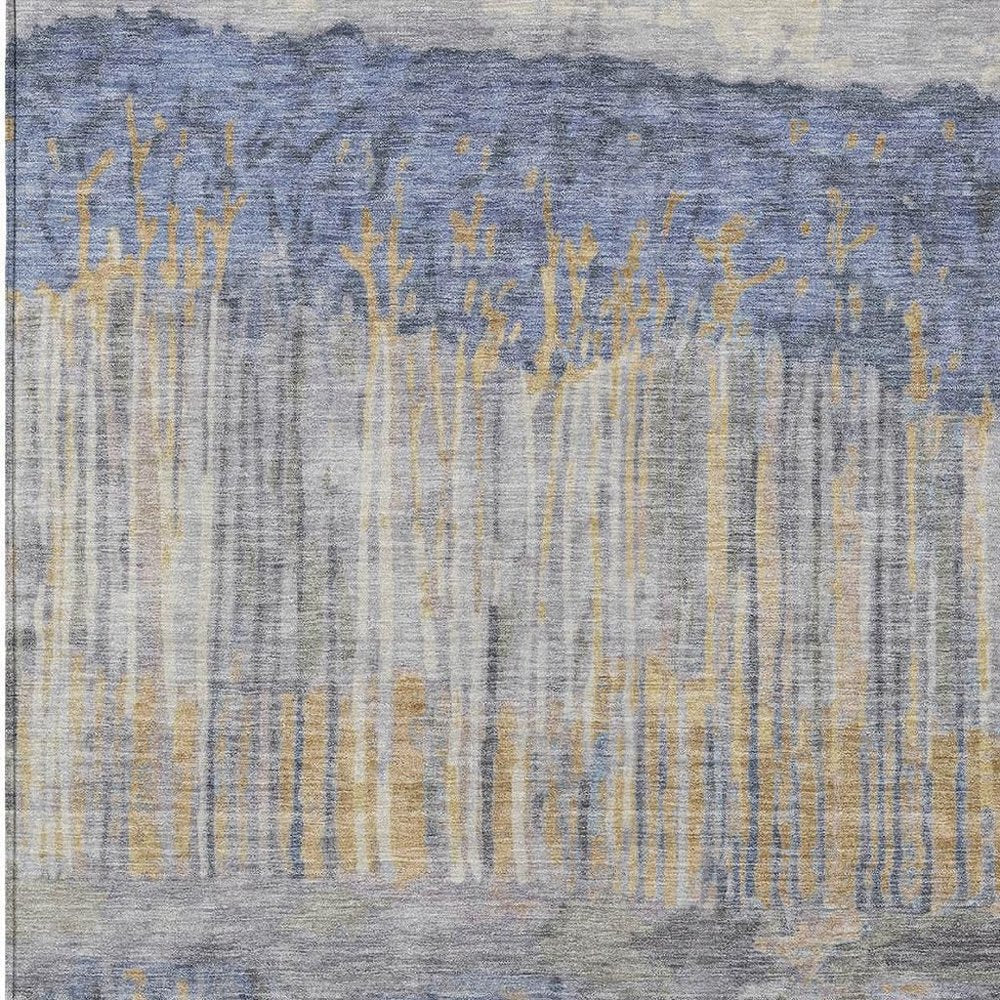 9' X 12' Denim Blue And Blue Abstract Washable Indoor Outdoor Area Rug HomeRoots