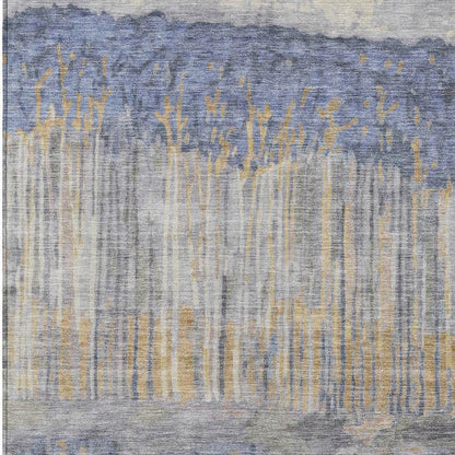 9' X 12' Denim Blue And Blue Abstract Washable Indoor Outdoor Area Rug HomeRoots